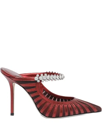 Jimmy Choo Bing 65 Embellished Leather And Mesh Pumps In Red