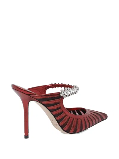 Jimmy Choo Bing 65 Embellished Leather And Mesh Pumps In Red