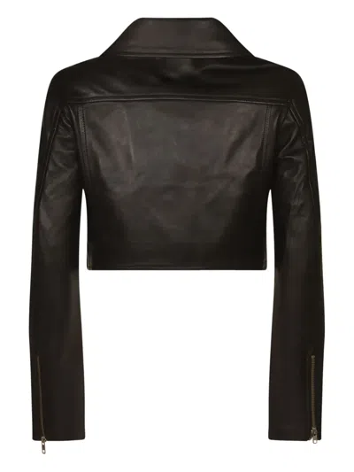 Sword 6.6.44 Cropped Zip-front Leather Jacket In Black