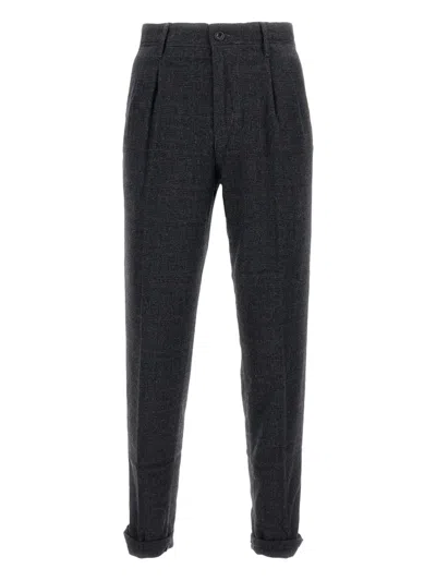 Incotex Check-pattern Trousers In Black