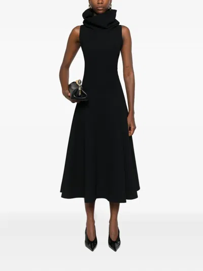 Jacquemus Black High-neck Dress In Animal Print