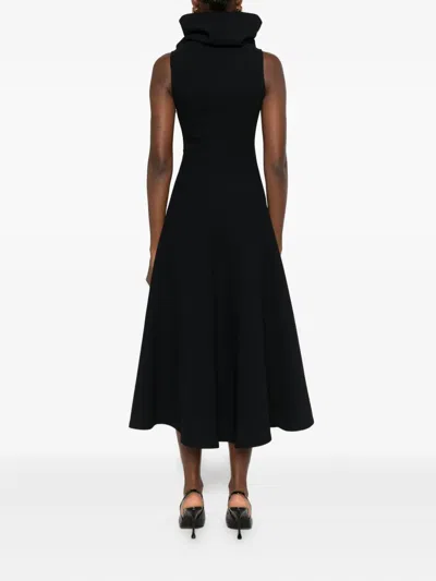 Jacquemus Black High-neck Dress In Animal Print