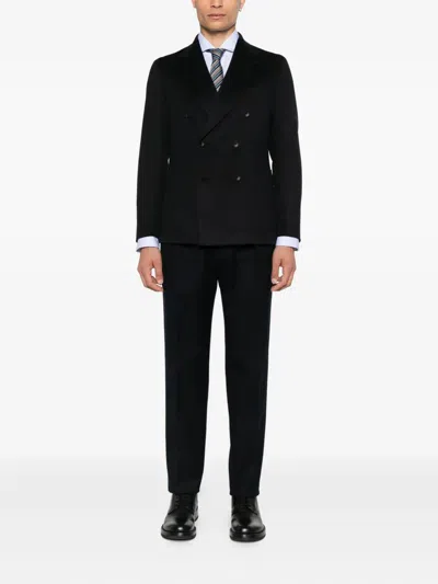 Tagliatore Double-breasted Wool Jacket In Black