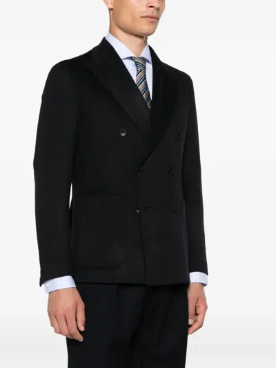 Tagliatore Double-breasted Wool Jacket In Black