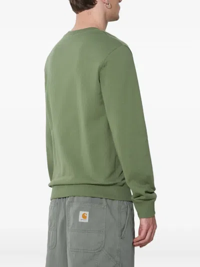 Apc Logo-embroidered Crew-neck Sweatshirt In Green