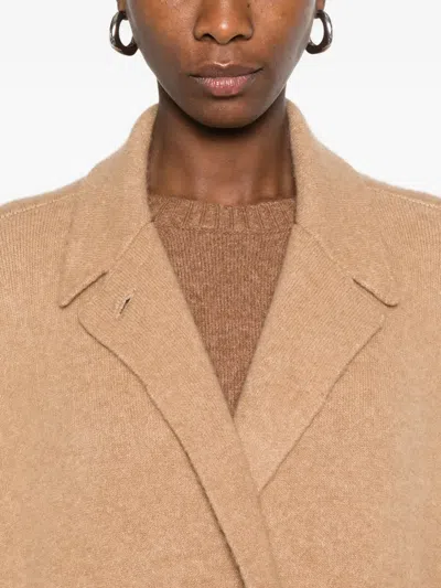 Boboutic Double-breasted Knit Short Coat In Brown