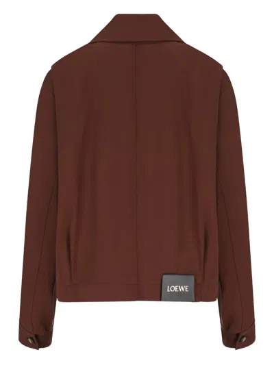 Loewe Womens Coffee Belted Classic Cotton-blend Jacket In Brown