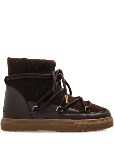 Inuikii Felt Wedge Leather-trimmed Snow Boots In Brown