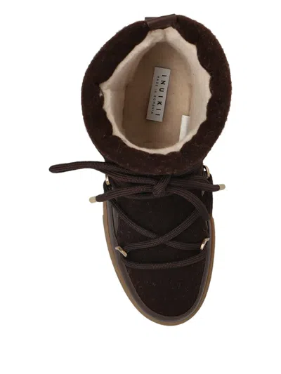 Inuikii Felt Wedge Leather-trimmed Snow Boots In Brown