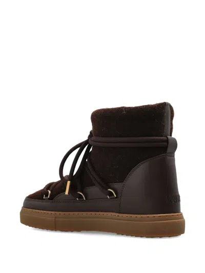 Inuikii Felt Wedge Leather-trimmed Snow Boots In Brown