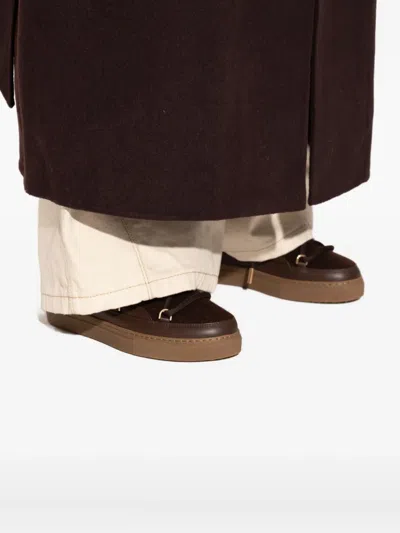 Inuikii Felt Wedge Leather-trimmed Snow Boots In Brown