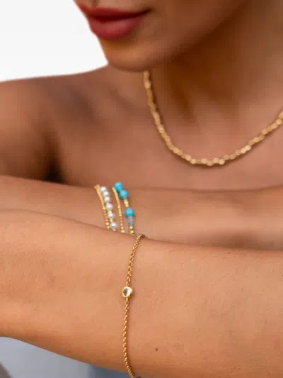 Dower & Hall Single-aquamarine Dewdrop Chain Bracelet In Gold