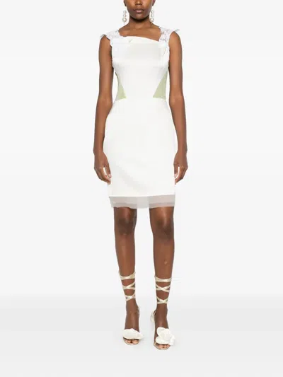 Gemy Maalouf Lace-insert Panelled Mini Dress In White