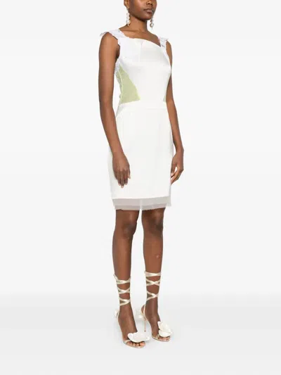 Gemy Maalouf Lace-insert Panelled Mini Dress In White