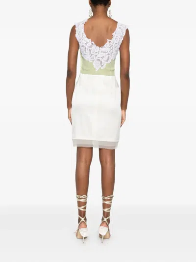 Gemy Maalouf Lace-insert Panelled Mini Dress In White
