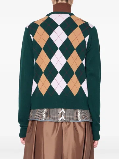 菱形纹蕾丝拼接毛衣