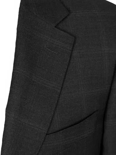 Canali Check-pattern Single-breasted Suit In Black