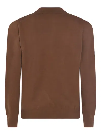 Altea Long-sleeved Polo Jumper In Brown
