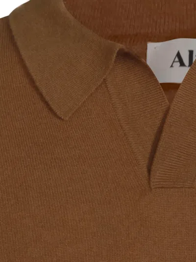 Altea Long-sleeved Polo Jumper In Brown