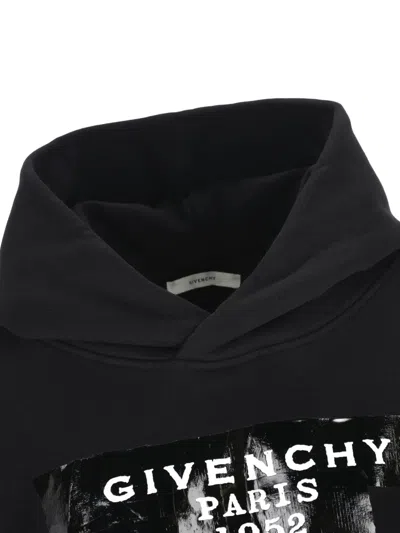 Givenchy Hooded Cotton Sweatshirt Featuring Kangaroo Pocket In Black