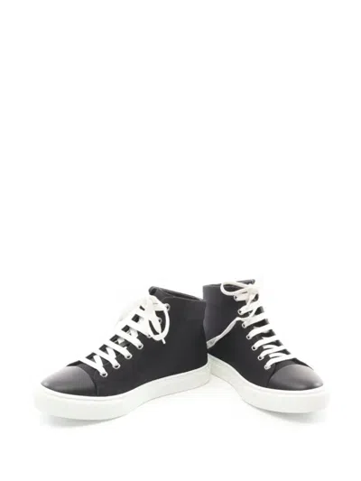 Pre-owned Hermes Embroidered-patch High-top Sneakers In Black
