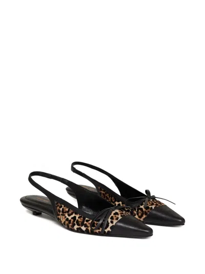 Anine Bing Zoey Leopard-print Slingback Ballet Flats In Black