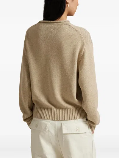 Polo Ralph Lauren Bear-embroidered Crew-neck Jumper In Neutral