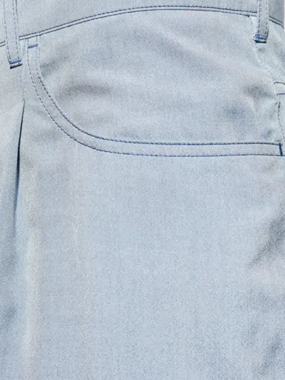 Giorgio Armani Pleated Denim-effect Silk Trousers In Black