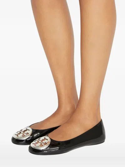 Tory Burch Reva Logo-plaque Leather Ballet Flats In Multi