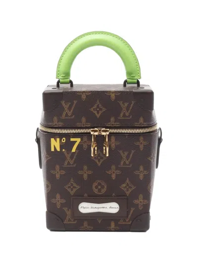 Pre-owned Louis Vuitton 2021-2025 Monogram Vertical Box Trunk Satchel In Brown