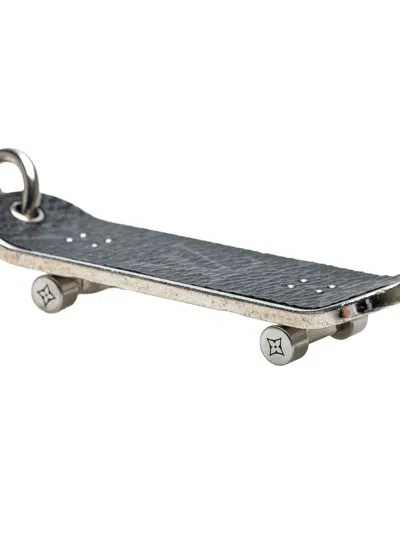 Pre-owned Louis Vuitton 2020 Monogram Eclipse Skateboard Bag Charm And Key Holder In Black