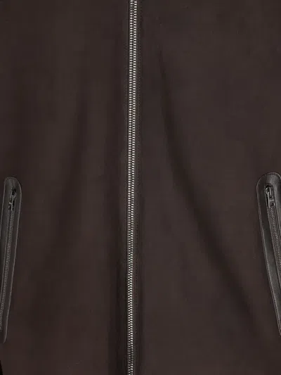 Herno Shearling Zip-front Jacket In Brown