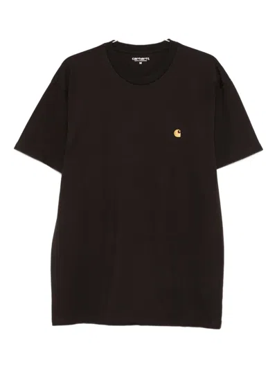 Carhartt 'chase' Logo Embroidery T-shirt In Brown