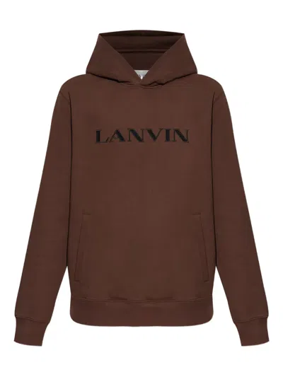 Lanvin Sweatshirt With Embroidered Logo In Brown