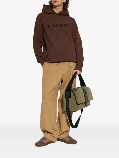 Lanvin Sweatshirt With Embroidered Logo In Brown