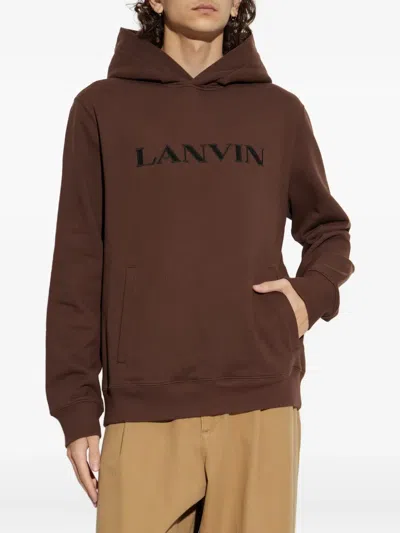 Lanvin Sweatshirt With Embroidered Logo In Brown