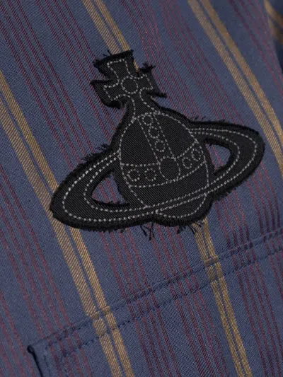 Vivienne Westwood Orb-embellishment Stripe-pattern Shirt In Purple