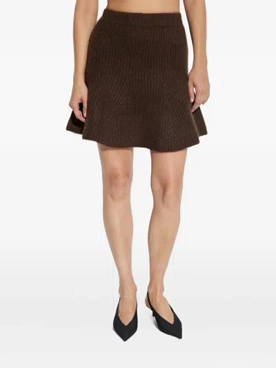 By Malene Birger Dox Rib Knit Wool-mohair Mini Skirt In Brown