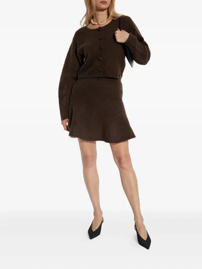 By Malene Birger Dox Rib Knit Wool-mohair Mini Skirt In Brown