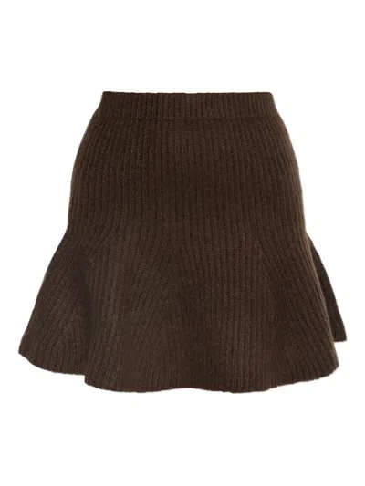 By Malene Birger Dox Rib Knit Wool-mohair Mini Skirt In Brown