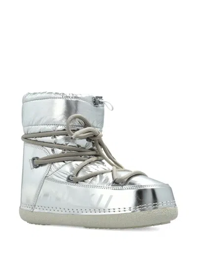 Inuikii Mountain Quilted Metallic Snow Boots In Silver