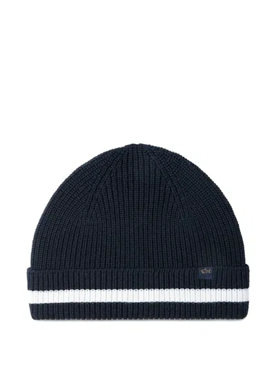 Paul & Shark Soft Cool Touch Wool Beanie In Black