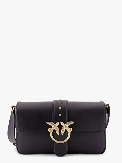 Pinko Love One Mini Slouchy Leather Shoulder Bag In Black