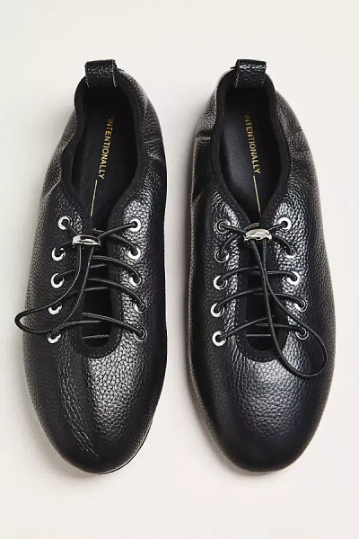 Intentionally Blank Atomic Lace-up Ballet Flats In Black