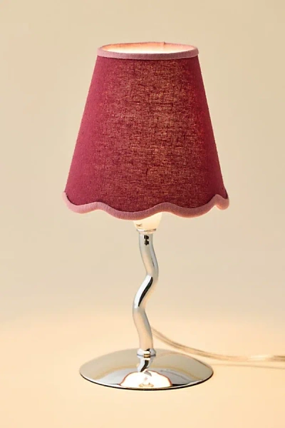 Urban Outfitters Mini Scallop Lamp Shade In Wine With Mauve Trim At  In Red