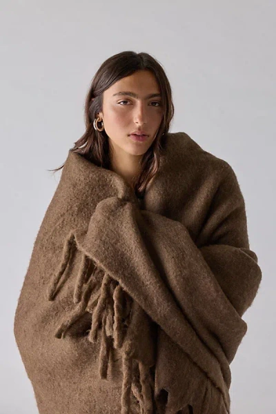 Urban Outfitters Monroe Faux Mohair Throw Blanket In Rain Drum At  In Brown
