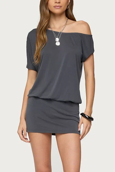 Edikted Sevie Off Shoulder Mini Dress In Gray