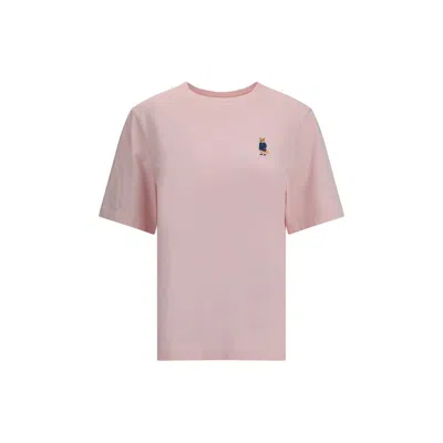 Maison Kitsuné Light Pink T-shirt With Logo Patch In Multi
