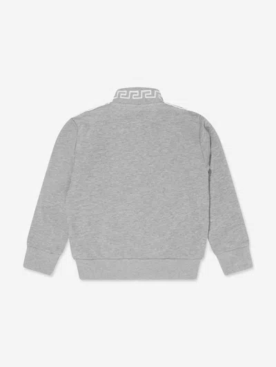 Versace Greca Zip-up Sweatshirt In Gray