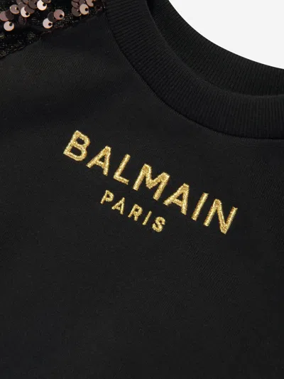 Balmain Sequin-embellished Cotton Sweatshirt In Black